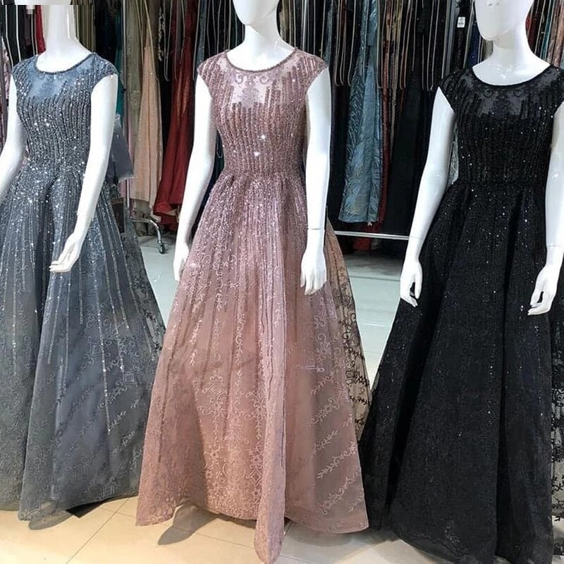 Crystal A-Line Luxury Beading Evening Dresses