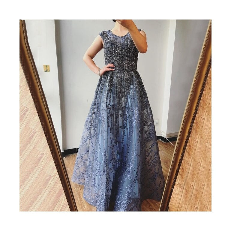 Crystal A-Line Luxury Beading Evening Dresses