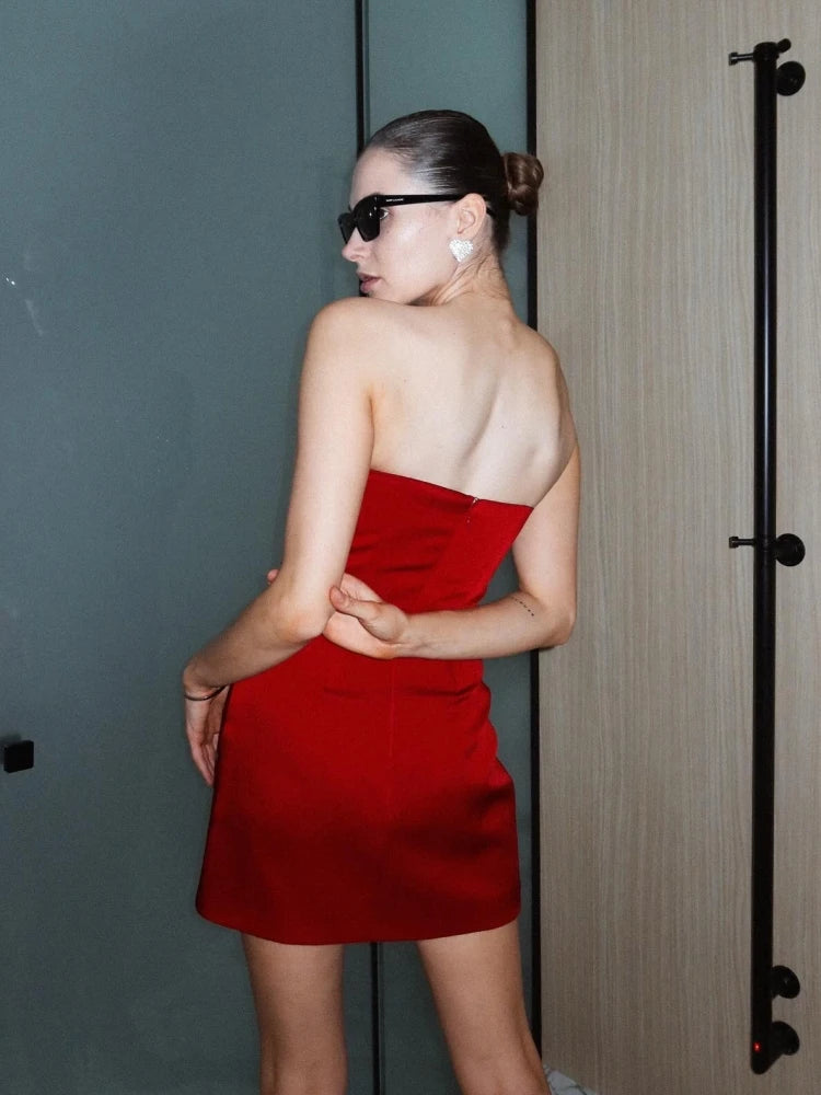 Crystal Strapless Heart Diamonds Backless Party Cocktail Bodycon Mini Dresses