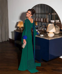 Customized High Quality Handmade Flower Beading Sequined Mermaid Scoop Neck Long Dresses