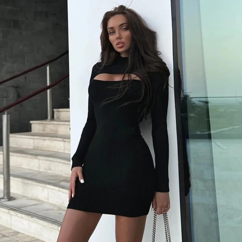 Cut Out Bodycon Dress Night Club Mini Dress