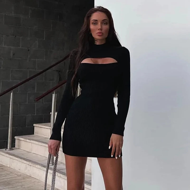 Cut Out Bodycon Dress Night Club Mini Dress