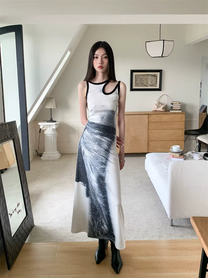 Cut Out Designer Sleeveless A Line Tunics Bodycon Maxi Dress