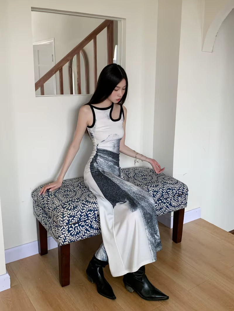 Cut Out Designer Sleeveless A Line Tunics Bodycon Maxi Dress