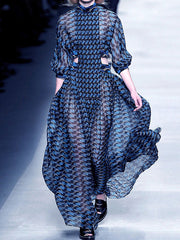 Cut Out Waist Print Maxi Dresses