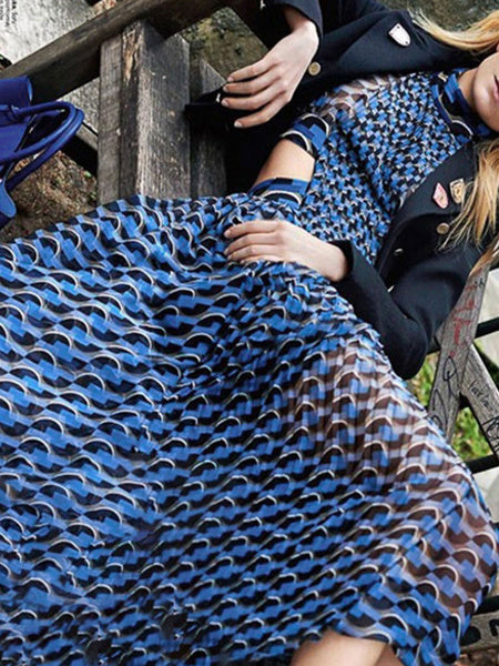 Cut Out Waist Print Maxi Dresses