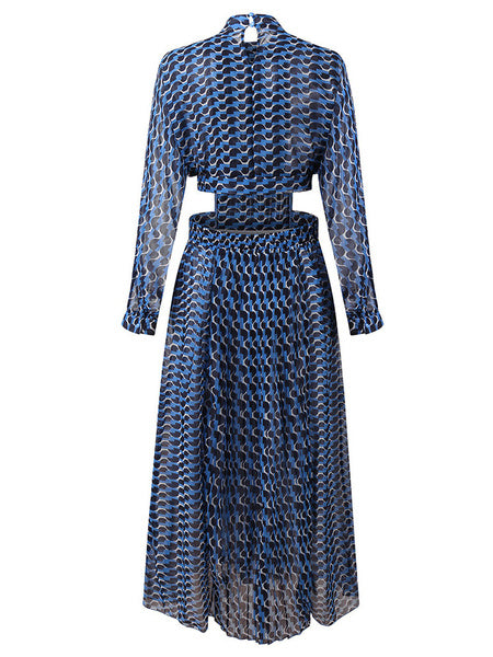 Cut Out Waist Print Maxi Dresses