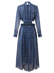 Cut Out Waist Print Maxi Dresses