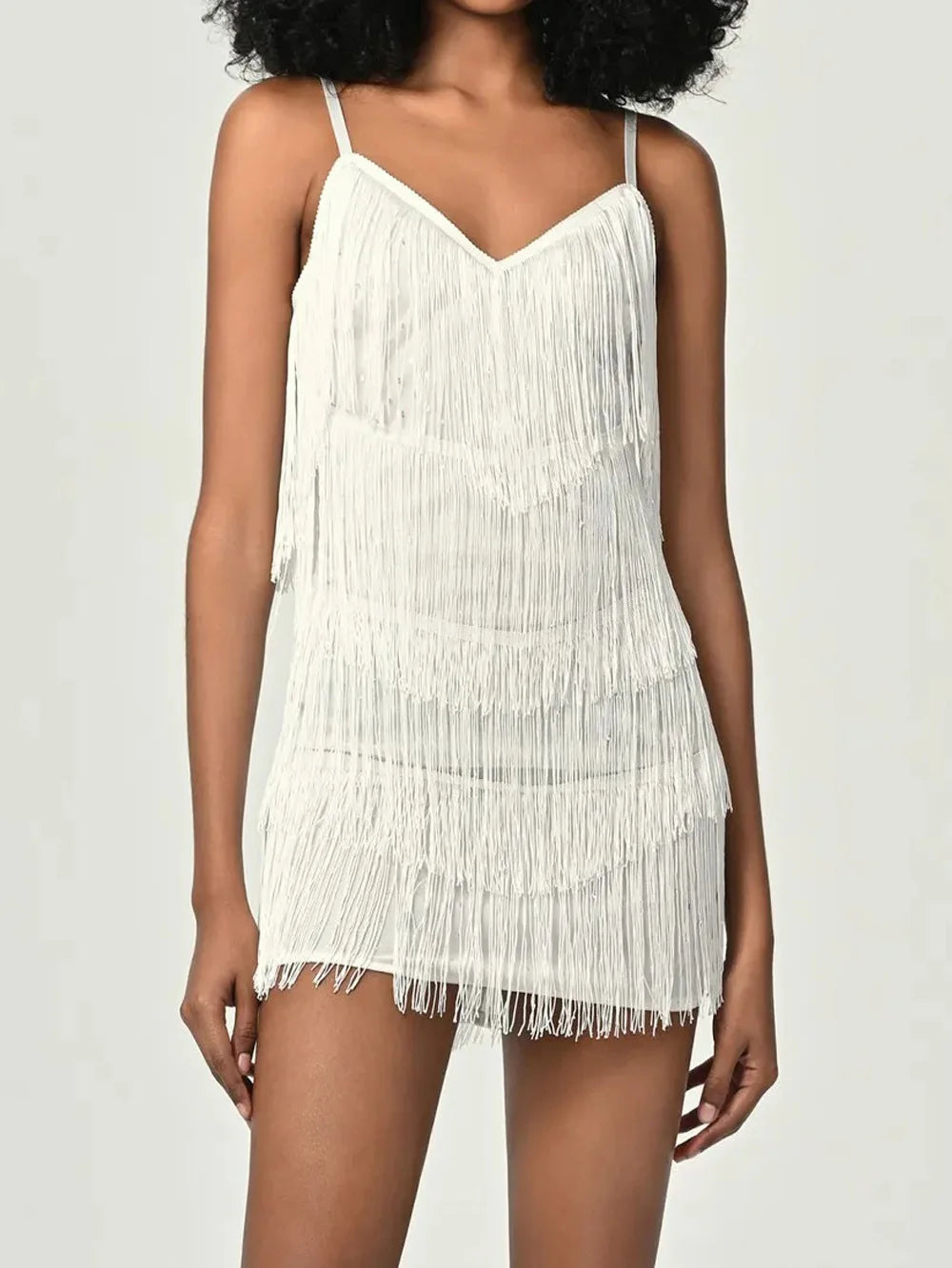 Dance Clothes Hip Scarf Tassel Ballroom Samba Fringes Competition Performance Slip Dress