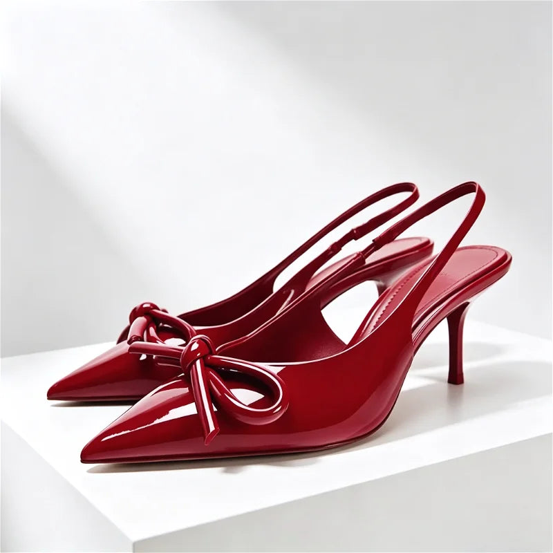 Dark Brown Patent Leather Slingback High Heel