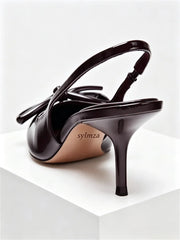 Dark Brown Patent Leather Slingback High Heel