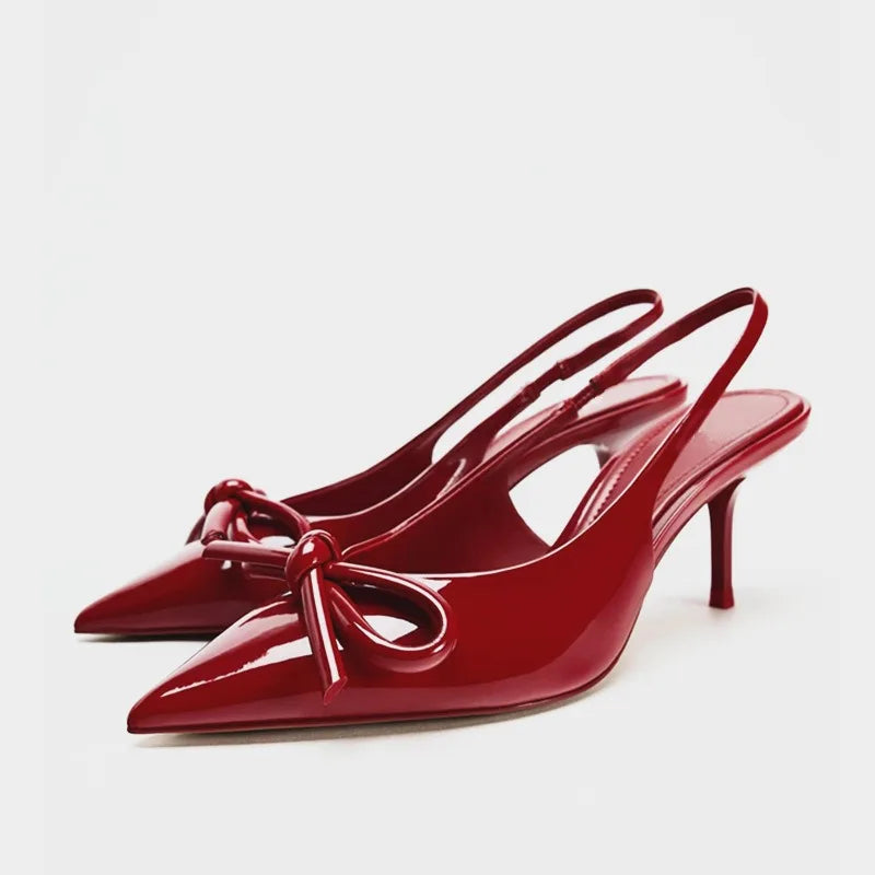 Dark Brown Patent Leather Slingback High Heel