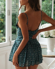 Deep V Mini Ruffle Skirt Sundress