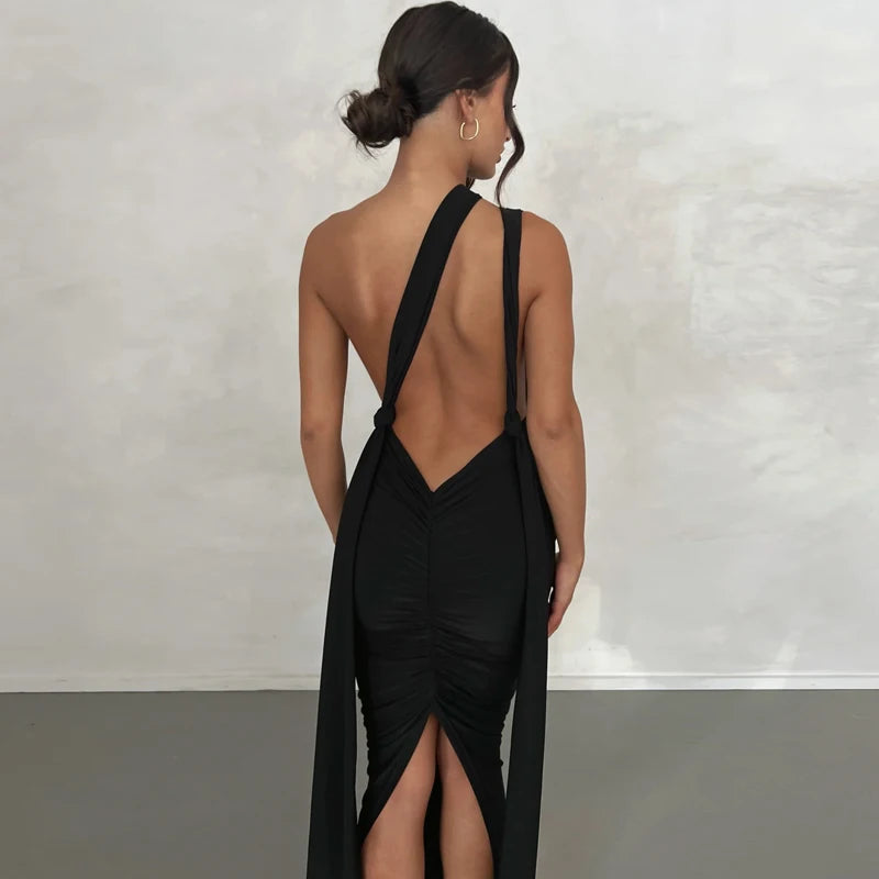 Deep V-Neck Backless Elegant Party Wrap Bandage Long Dress