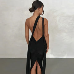 Deep V-Neck Backless Elegant Party Wrap Bandage Long Dress