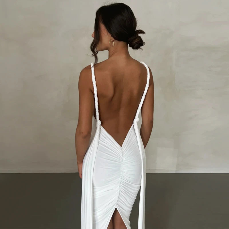 Deep V-Neck Backless Elegant Party Wrap Bandage Long Dress