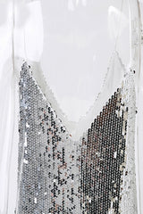 Deep V Neck Sequined Backless Off Shoulder Mini Dress