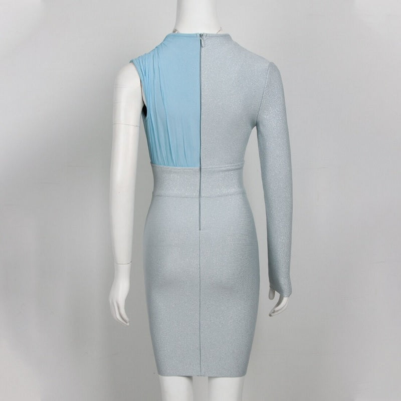 Deep V-neck One Shoulder Bodycon Evening Party Dress