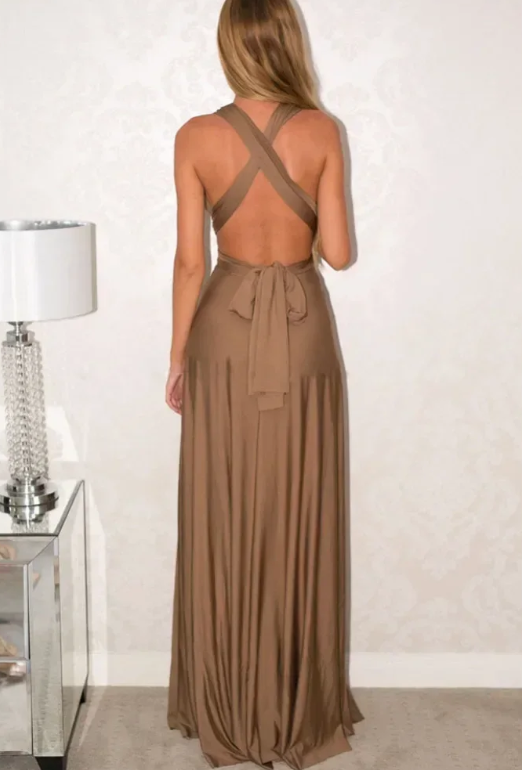 Deep V-neck Sleeveless Strapped Evening Party Club Maxi Dress