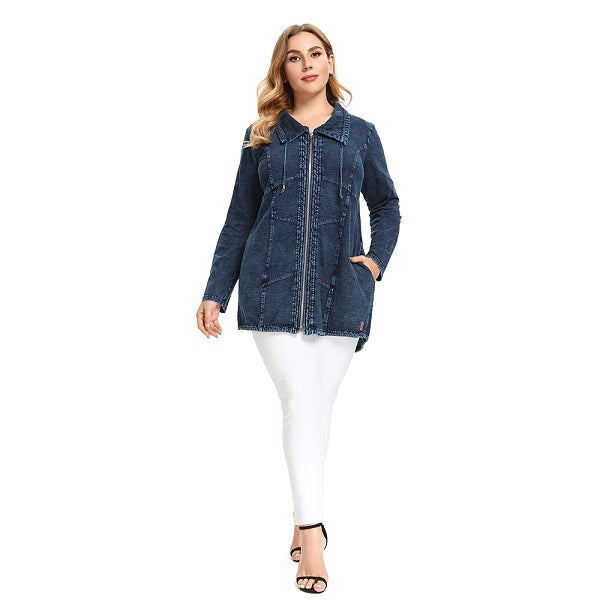 Denim Jacket Stretch Knitted with Shoulder Pad