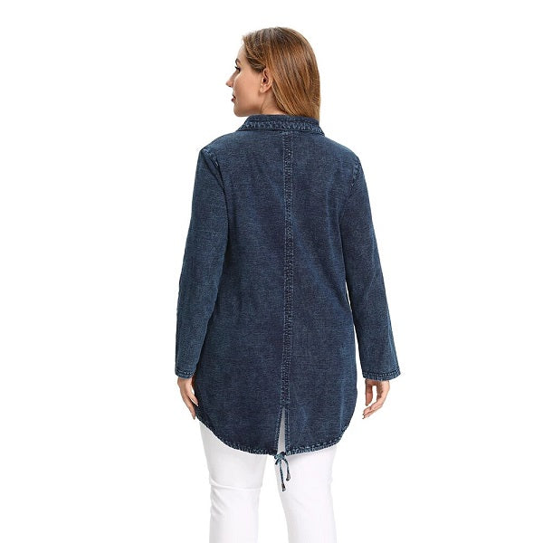 Denim Jacket Stretch Knitted with Shoulder Pad