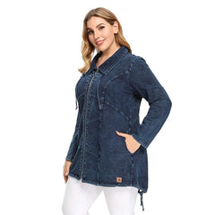 Denim Jacket Stretch Knitted with Shoulder Pad