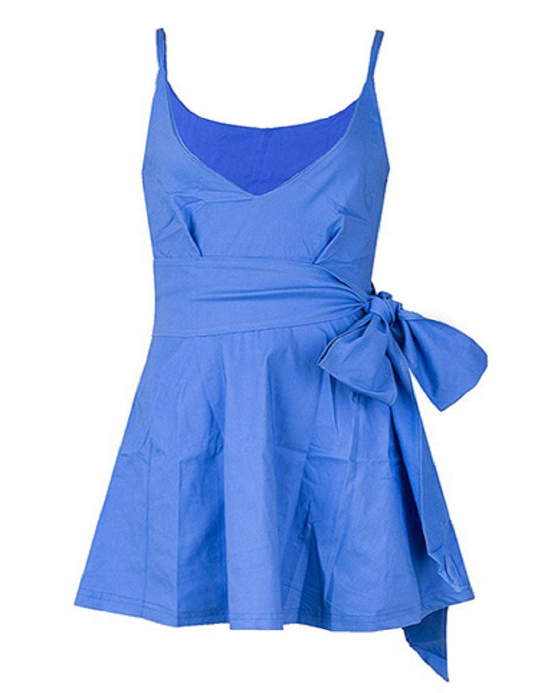 Denim Mini Dress V Neck Dress