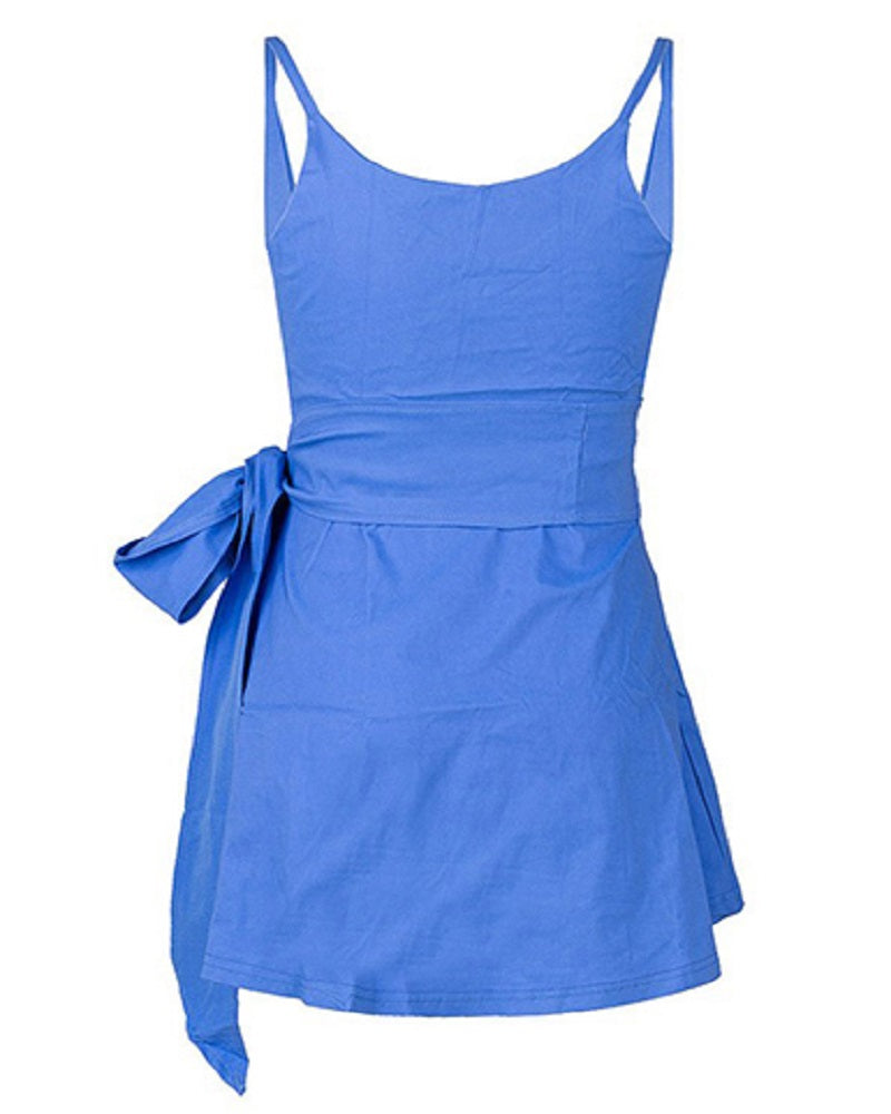 Denim Mini Dress V Neck Dress