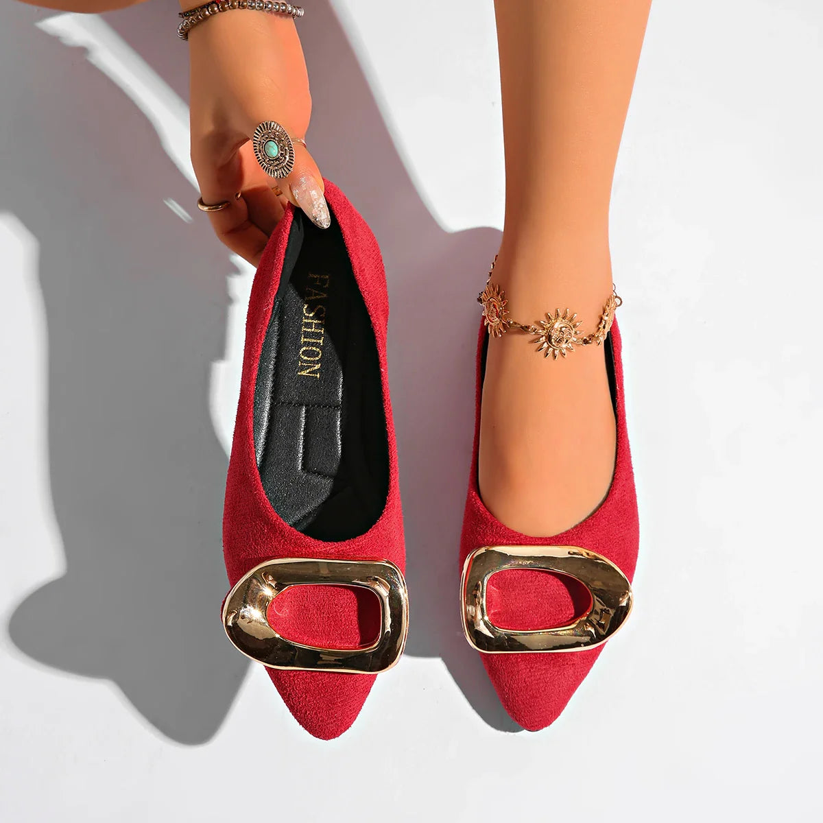 Designer Black Flat Ladies Office Shoes