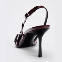 Designer Blue Denim Slingback Buckle Strap Pumps Pointed Toe High Heel
