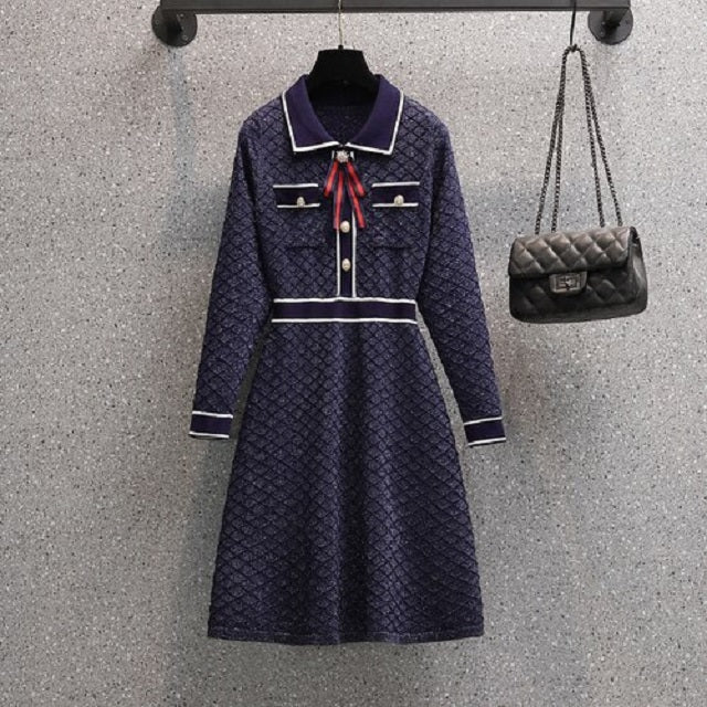 Designer Clothing high End Bow Tie Slimming Knitted Long party Dress