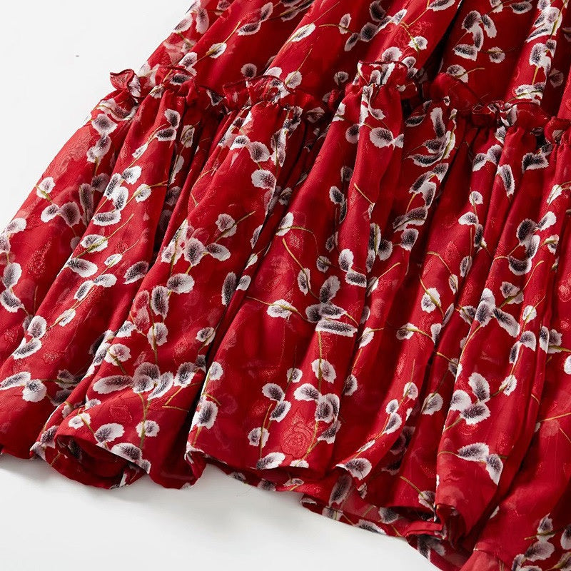 Designer Flower Print Elastic Waist Maxi Dresses