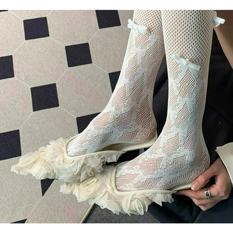 Designer Luxury Mesh Breathable Flip-flops High Heel