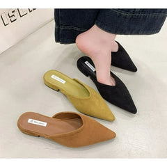 Designer Pointed Toe Elegant Mules Casual Slippers Ladies Low Heel