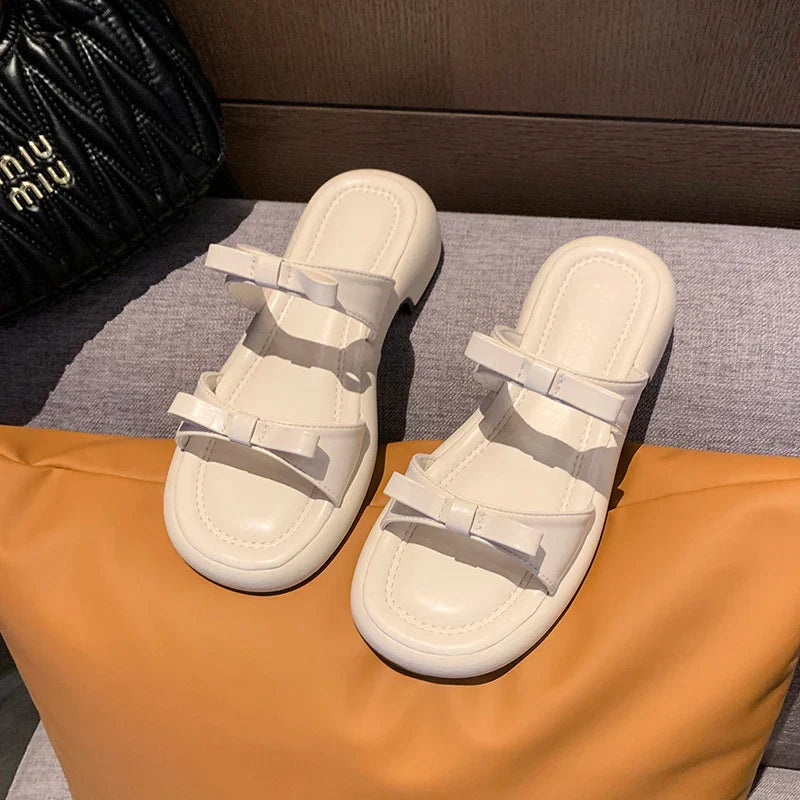 Designer Slippers Stylish Peep-toe Low Heel