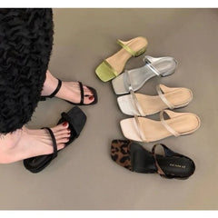 Designer Brand Slipper Narrow Band Ladies Elegant Slides Thin High Heel