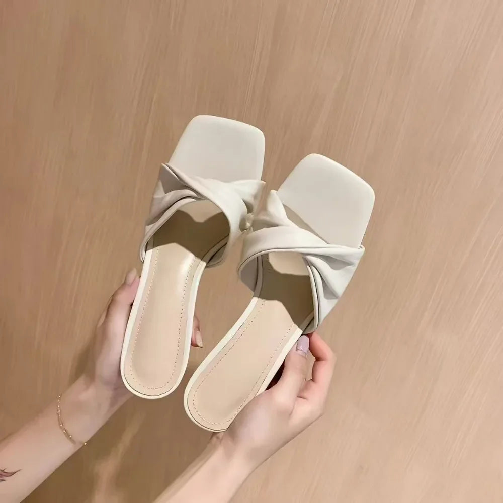 Designer Simple Ladies Slippers Dew Feet High Heel