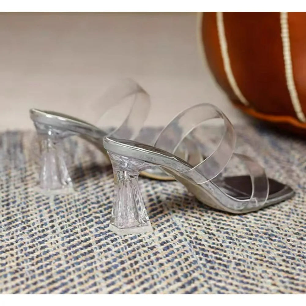 Designer Pumps Sandals PVC Jelly Slippers Open Toe High Heel
