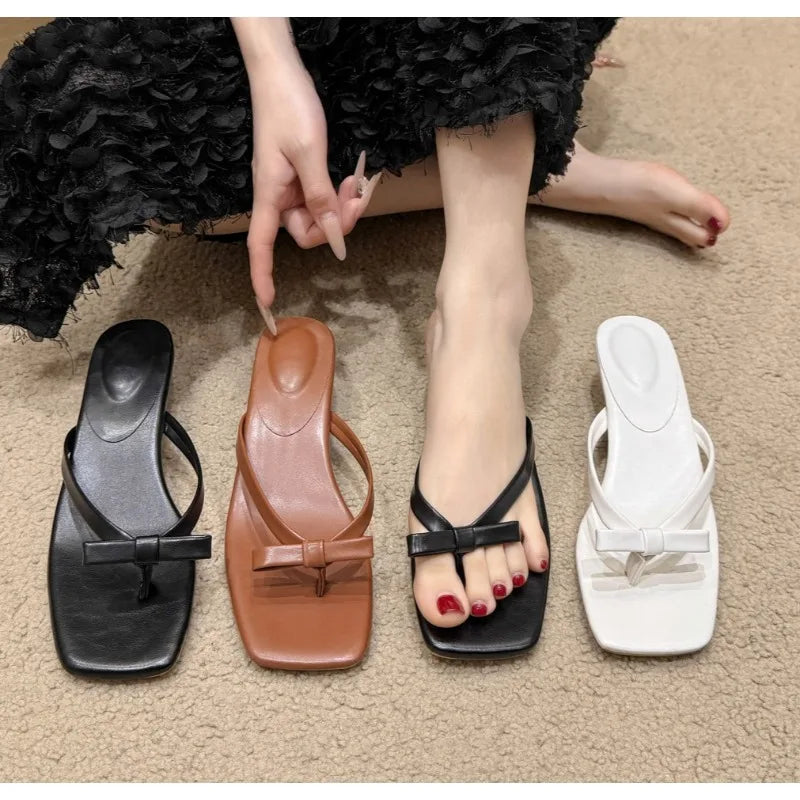 Designer Retro Slippers Soft Leather Sandals Cat Shoes