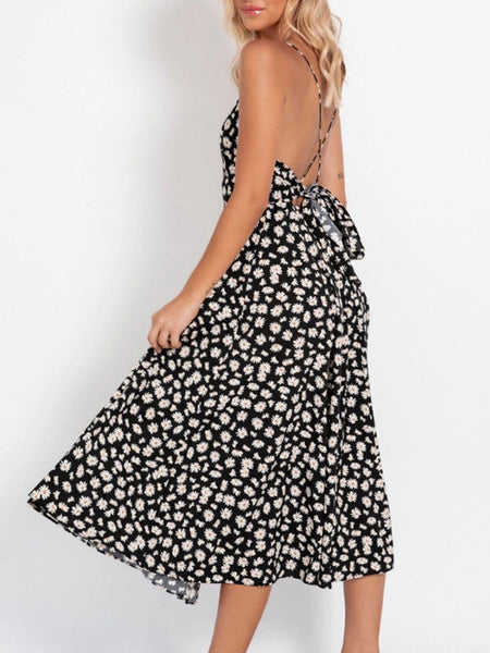 Ditsy Floral Print Beach Swing Dress