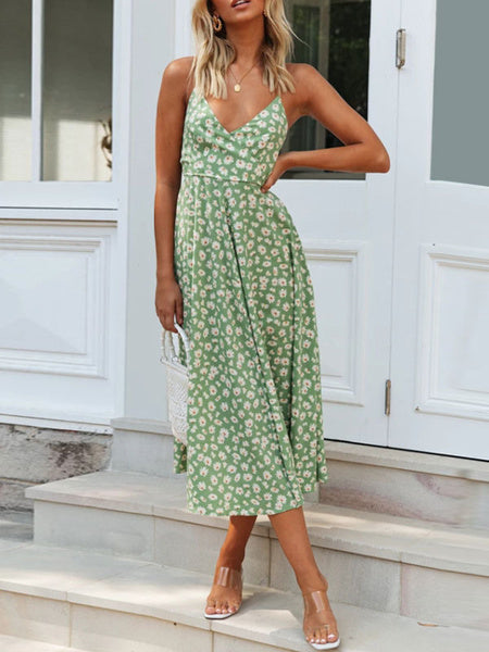 Ditsy Floral Print Beach Swing Dress