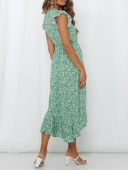 Ditsy Floral Print High Low Maxi Dresses