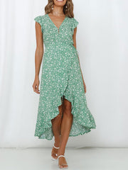 Ditsy Floral Print High Low Maxi Dresses
