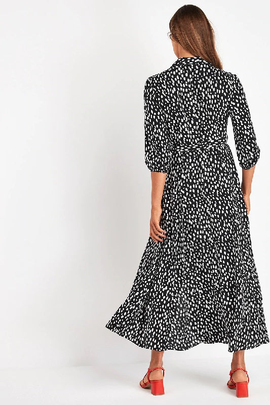 Dot Print Casual Turn Down Collar Office Shirt Dress
