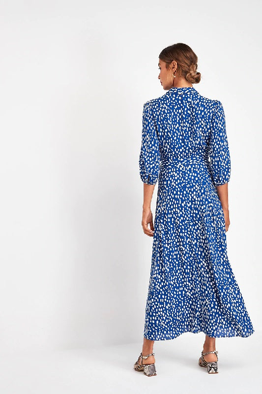 Dot Print Casual Turn Down Collar Office Shirt Dress