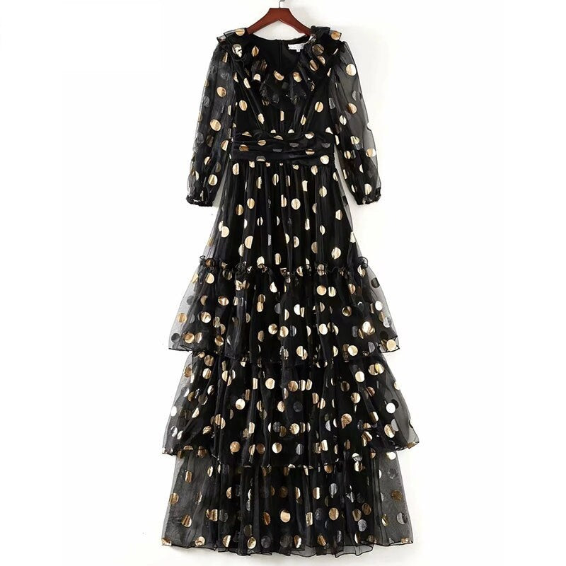 Dot Printed Party Long Maxi Dress