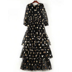 Dot Printed Party Long Maxi Dress