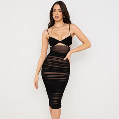 Double Layer Sleeveless Hollow Out Slim Dress