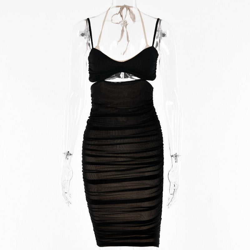 Double Layer Sleeveless Hollow Out Slim Dress