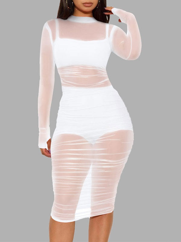 Dress Jewel Neck Long Beach Bodycon Dress